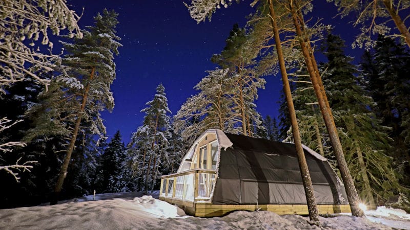finlande espoo haltia lake lodge ete glamping foret parc national nuuskio hiver neige o-nord