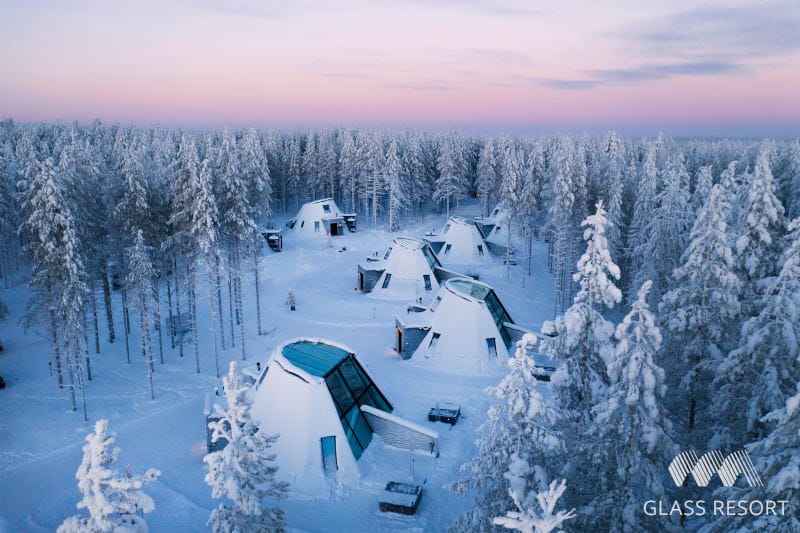finlande laponie rovaniemi igloo de glace glass resort hiver neige arbres o-nord