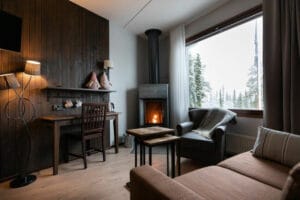 finlande laponie luosto santa's aurora chambre cheminée cosy charme hiver o-nord