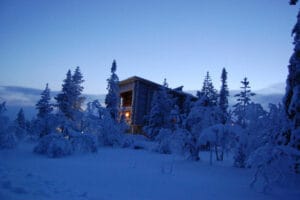finlande laponie levi santa's villa laavu charme luxe exterieur lever de soleil confort hiver o-nord