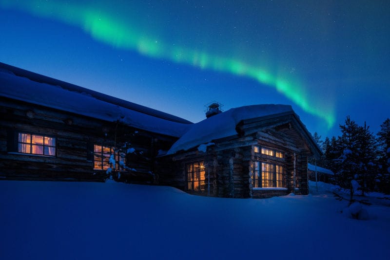 finlande laponie akäslompolo logde L7 extérieur aurores boréales charme luxe o-nord
