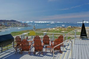 groenland ilulissat hotel arctic ete terrasse icebergs o-nord