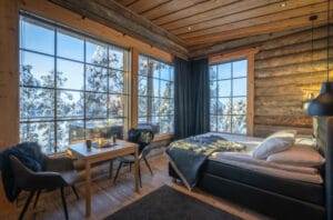 finlande laponie inari hotel wilderness nangu panorama log cabin neige o-nord