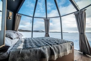 finlande laponie inari hotel wilderness nangu auora hut hiver lac neige o-nord