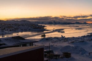 groenland ilulissat vue icebergs soleil couchant hivero-nord