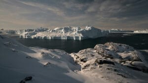groenland ilulissat vue icebergs terre neige hiver o-nord