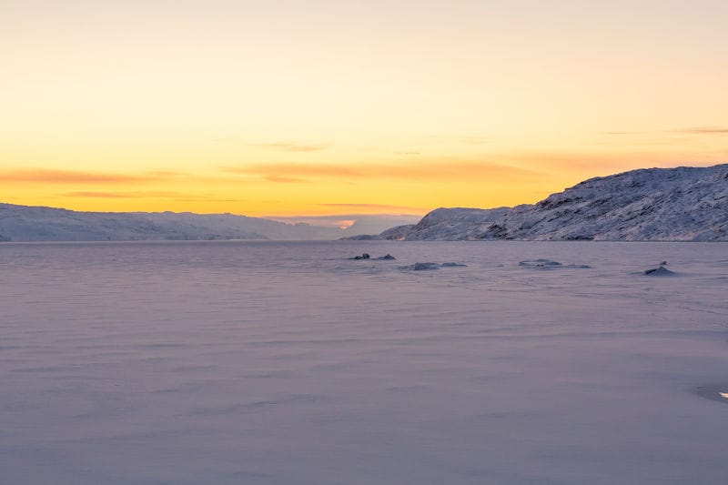 groenland kangerlussuaq lever de soleil hiver neige o-nord