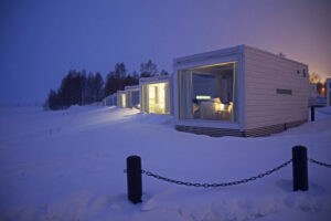 finlande kemi laponie villa de verre bord de mer hiver neige nuit voyage o-nord