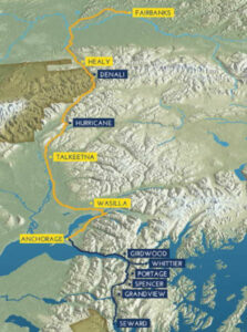 etats-unis alaska train route map aurora winter trajet ville voyage o-nord