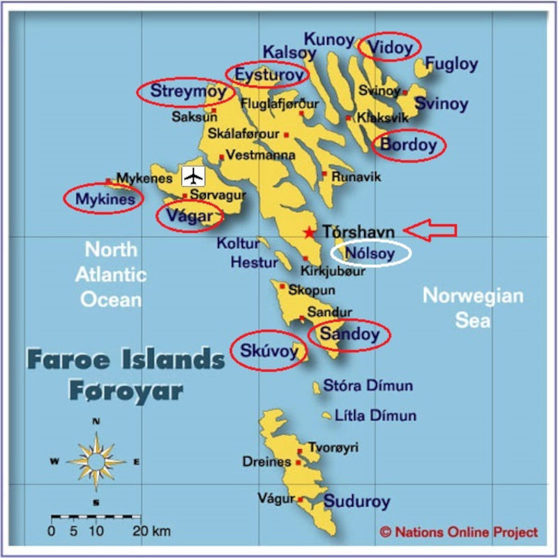 danemark féroé carte map pays îles villes océan mer circuit voyage o-nord