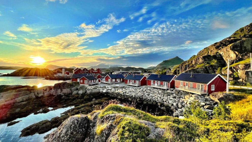 norvège lofoten statles paysage soleil observation rorbus roches eau nature flore voyage o-nord
