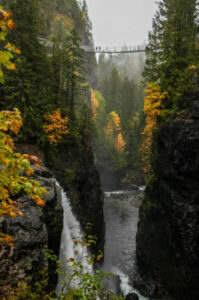 Canada Colombie Britannique Ile de Vancouver Discover Canada Tours Elk Falls Montagnes Forêts Rivière Cascade Pont suspendu voyage o-nord