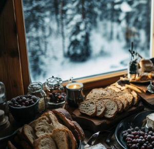 Finlande Laponie Äkäslompolo Riekko Lodge petit déjeuner scandinave hiver neige voyages o-nord