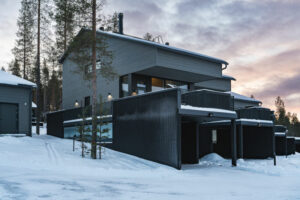 Finlande Laponie Levi Arctic Nook villa extérieur neige arbres voyages o-nord