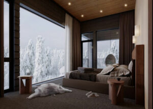 Finlande Laponie Saariselkä Gáldu Hotel & Spa suite lit grand baie vitrée voyages o-nord