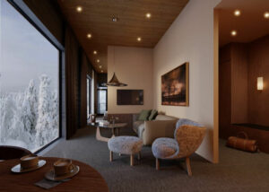 Finlande Laponie Saariselkä Gáldu Hotel & Spa suite salon baie vitrée voyages o-nord