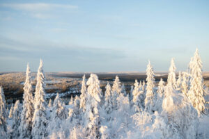 Finlande Laponie Pikku-Syöte paysage hivernale collines neige panorama vue balcon voyages o-nord
