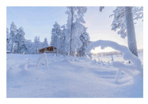 Finlande Laponie Beana Laponia Meltaus Lumen Design Suites vue extérieur neige arbres voyages o-nord