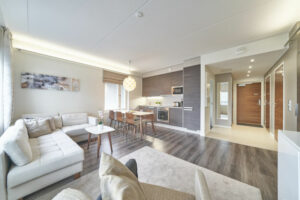 Finlande Tahkovuori Tahko Spa Hotel Red Apartment intérieur design classe épuré décoration hébergement voyage o-nord