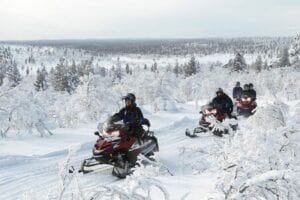 Finlande Laponie Utsjoki Arctic Resort Activité Safari Motoneige Sapins Neige Séjour Hiver Voyage O-Nord